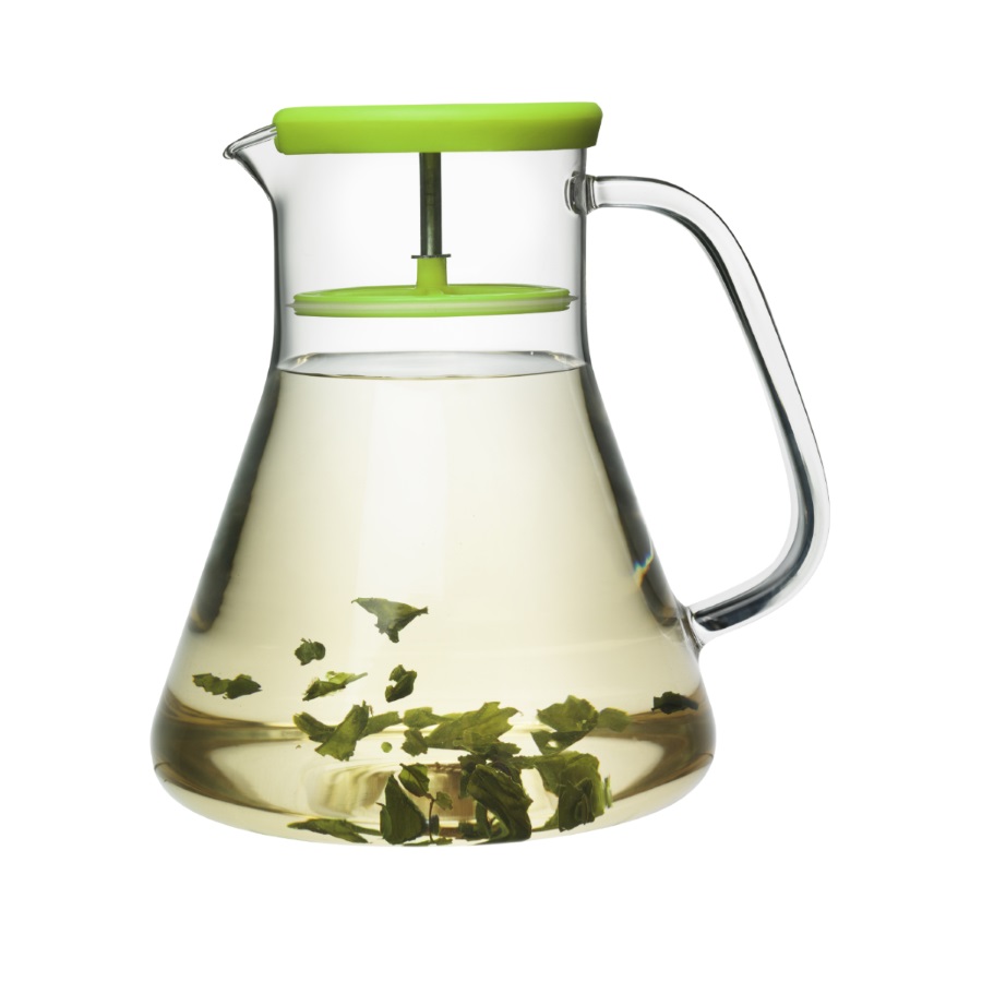 Чайник стеклянный Dancing leaf green, 18 см, 21 см, 1,2 л, Стекло, QDO, Дания