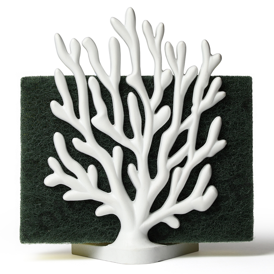 Держатель для мочалок Coral Sponge white, 8х5 см, 11 см, Пластик, Qualy, Таиланд