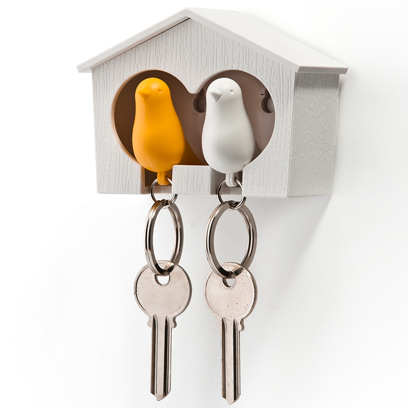 Держатель и брелок для ключей Sparrow, 10х4 см, 7 см, Пластик, Qualy, Таиланд