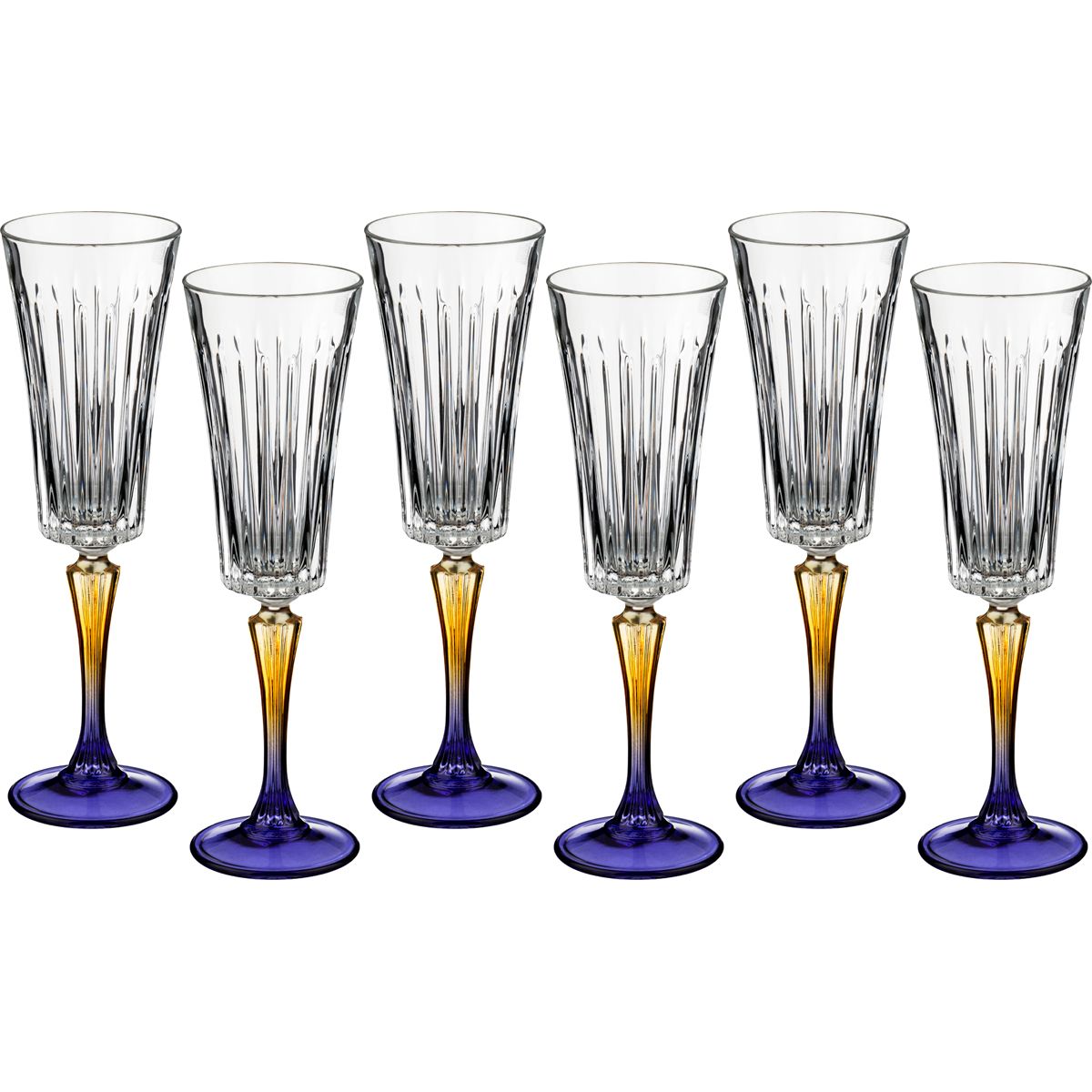 Набор бокалов для шампанского Gipsy, 6 шт., 210 мл, 24 см, Стекло, RCR, Италия