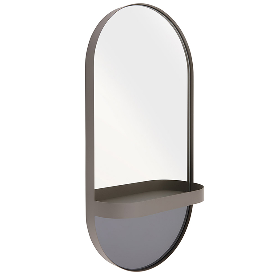 Зеркало с полкой Oval brown, 30х60 см, Металл, Зеркальное полотно, Remember, Германия