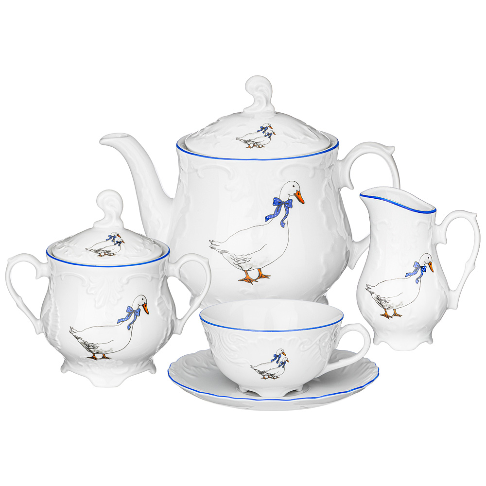 Чайный сервиз Rococo Geese, 15 предм., 6 персон, Фарфор, Rococo, Польша