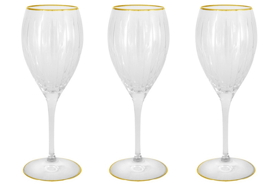 Набор бокалов для вина Pisa Gold, 6 шт., 275 мл, 10 см, Хрустальное стекло, Same, Италия