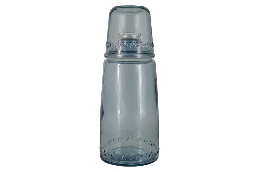 Бутылка для воды со стаканом Natural Water blue, 220 мл, 1 л, 10 см, 26 см, Стекло, San Miguel, Испания