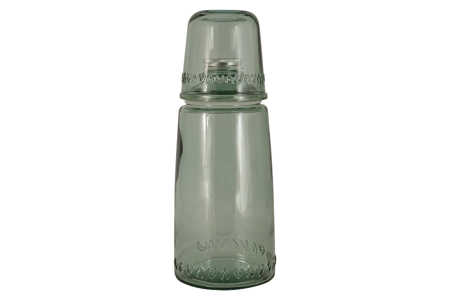 Бутылка для воды со стаканом Natural Water green, 220 мл, 1 л, 10 см, 26 см, Стекло, San Miguel, Испания