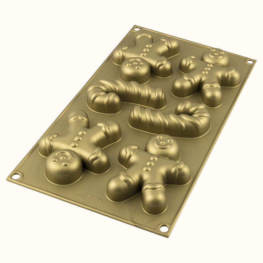 Форма для приготовления пирожных Ginderbread Man gold, 24х16 см, 2 см, 360 мл, Силикон, Silikomart, Италия
