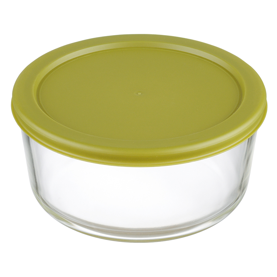 Пищевой контейнер Glass Food circle green 940, 8 см, 16 см, 940 мл, Стекло, Пластик, Smart Solutions, Россия