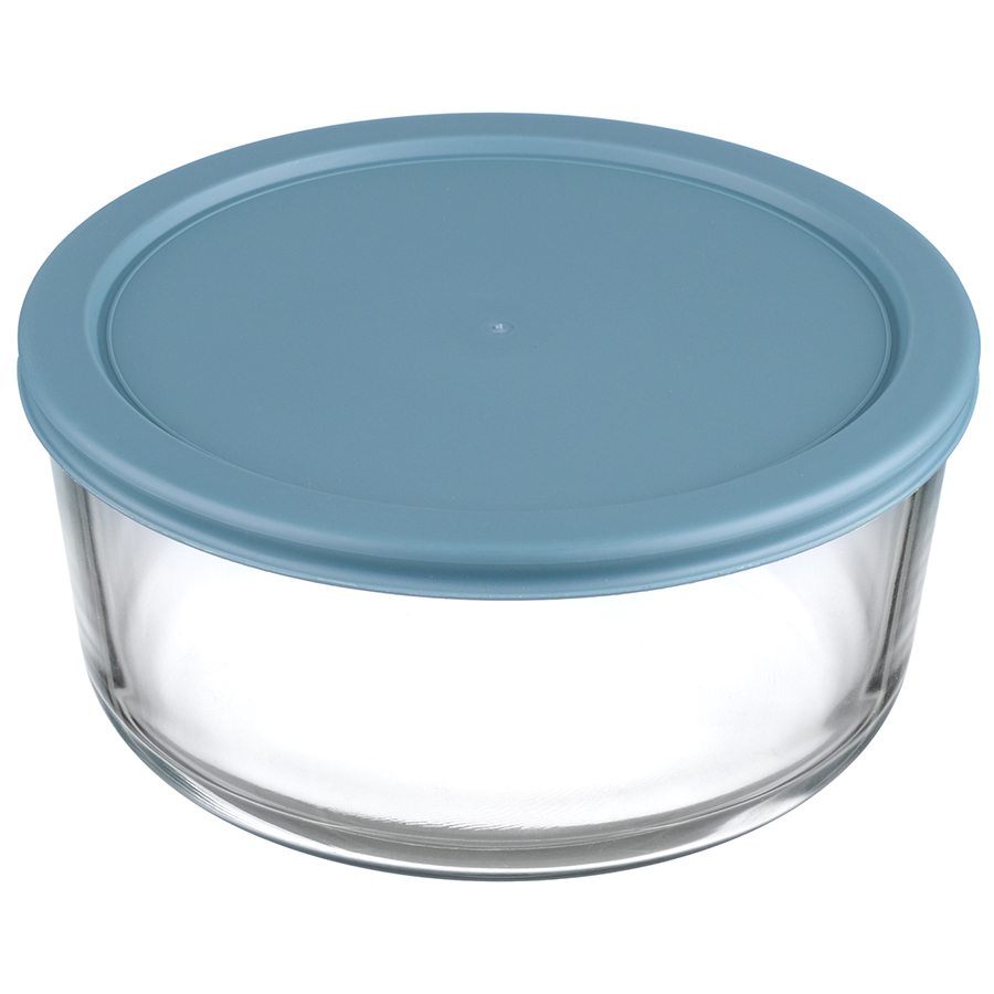 Пищевой контейнер Glass Food circle navy 1,6, 9 см, 19 см, 1,6 л, Стекло, Пластик, Smart Solutions, Россия