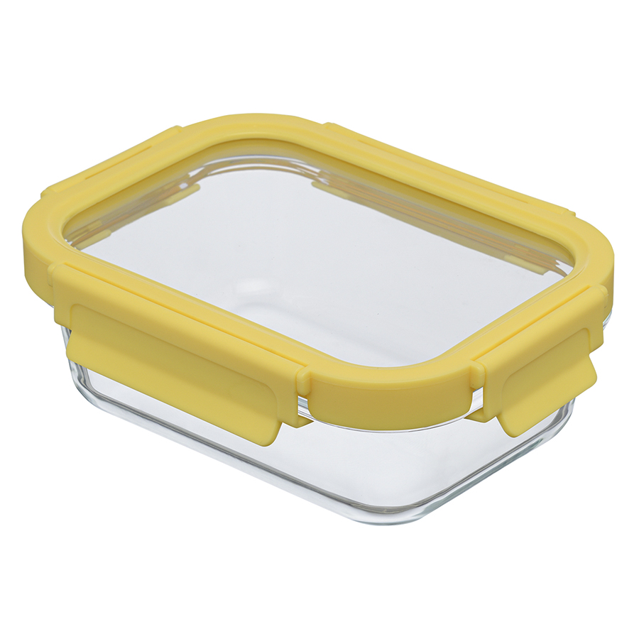 Пищевой контейнер прямоугольный Glass Food yellow 640, 19х14 см, 7 см, 640 мл, Пластик, Стекло, Smart Solutions, Россия, Glass Food
