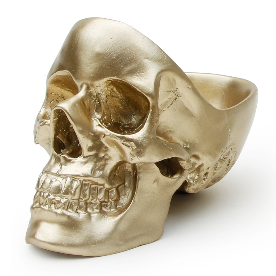 Органайзер для мелочей Skull gold, 12,5х21,5 см, 16 см, Натуральный камень, Suck UK, Великобритания