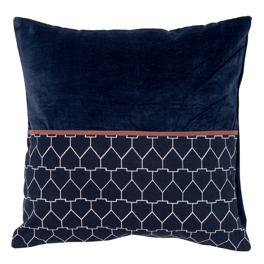    Ethnic cotton Geometry navy blue, 45x45 , , Tkano, 