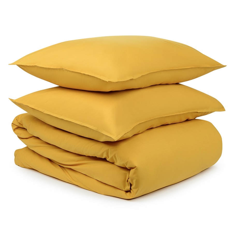 Комплект постельного белья из стираного хлопка Essential Mustard 200x220, Двуспальное, 200х220 см, Хлопок, Tkano, Россия