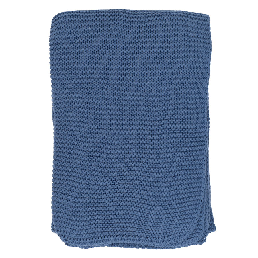Плед из хлопка жемчужной вязки Essential Blue 130x180, 130х180 см, Хлопок, Tkano, Россия, Essential