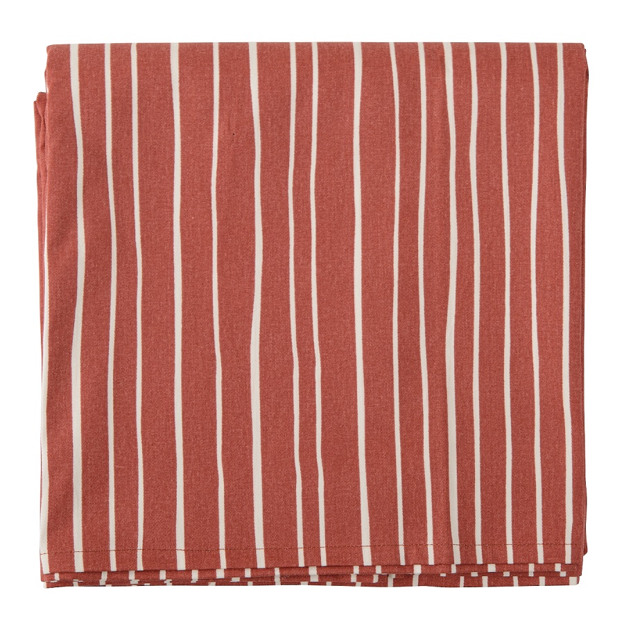 Скатерть из хлопка Prairie Terracotta Stripes 170, 170x170 см, Хлопок, Tkano, Россия