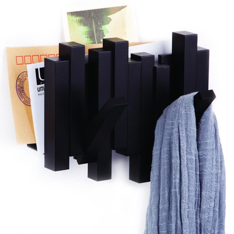 Газетница-вешалка Sticks black, 20х17 см, Пластик, Umbra