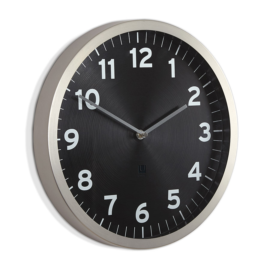 Настенные часы Anytime black, 32 см, 4 см, Стекло, Металл, Umbra, Канада