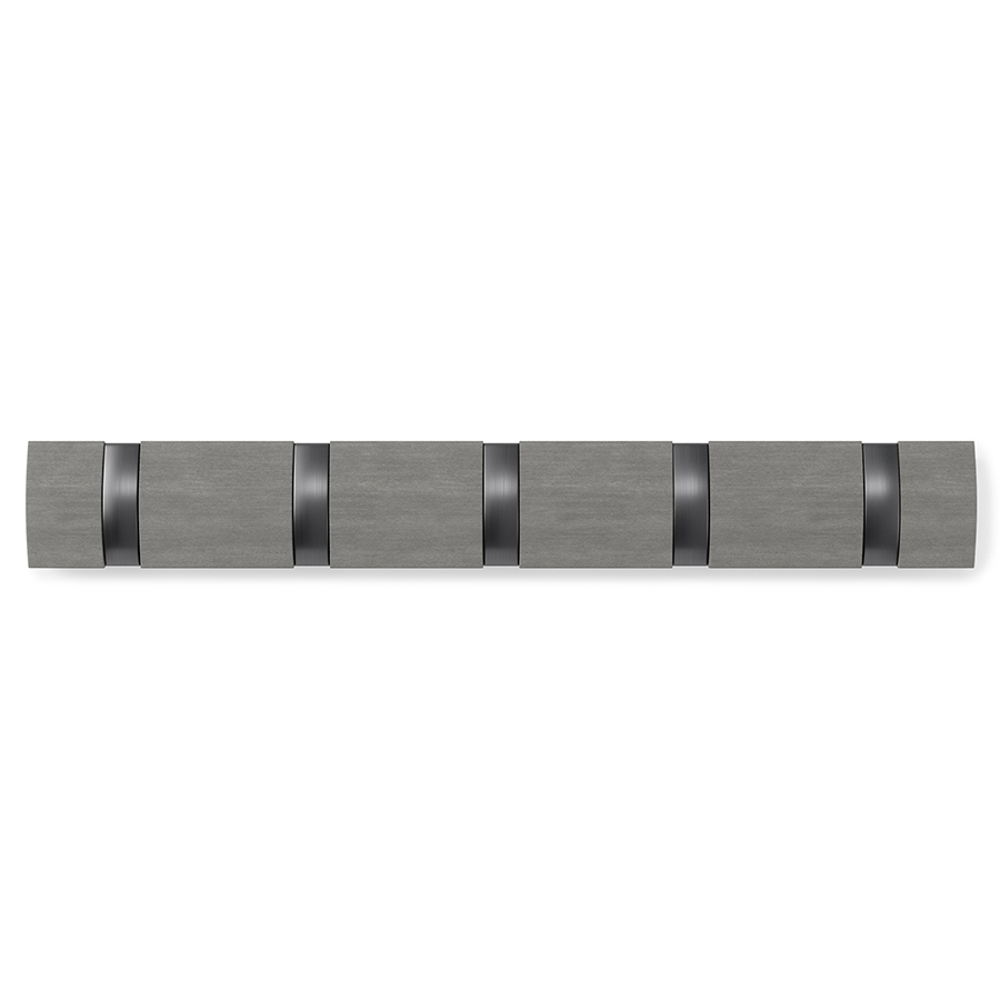 Вешалка настенная Flip 5 dark grey, 50 см, Металл, Дерево, Umbra, Канада