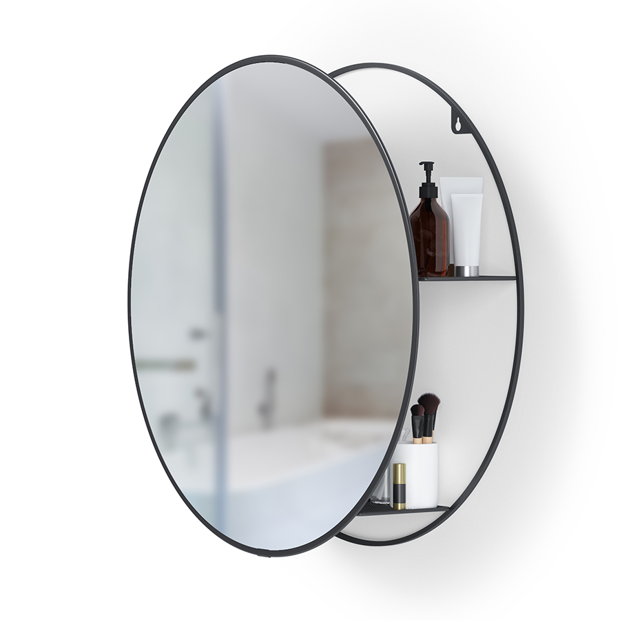 Зеркало настенное Cirko black, 50 см, Сталь, Стекло, Umbra, Канада